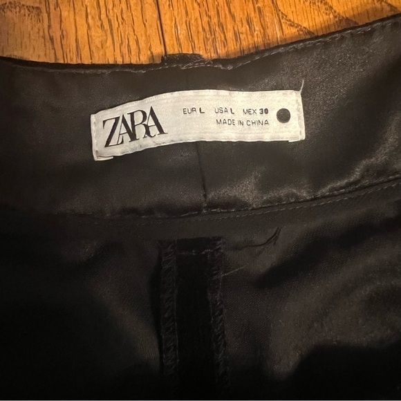 Zara Women's Velvet High Waist Trouser Pants in Black Sz L Style 2731/305/800 - Picture 7 of 15
